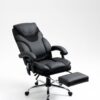 Massage Reclining Office Chair With Footrest, High Back Computer Chair Home Desk Ergonomic Executive Office Chair With Armrests, Adjustable Height - Black - Image 8