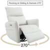 29.92" 270 Power Swivel Rocker Recliner Chair, Electric Glider Reclining Sofa With USB Ports, Power Swivel Glider, Rocking Chair Nursery Recliners For Living Room Bedroom - Light Gray - Image 2