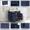 Bathroom Vanity With Top Sink, Modern Bathroom Storage Cabinet, 2 Drawers And A Tip-Out Drawer, Single Sink Bathroom Vanity - Blue - Image 7