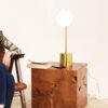 Ethereal - Modern Small Table Lamp, Desk Lamp Fixture With Globe Shade - Gold / White - Image 9