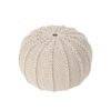 Bordeaux - Knitted Cotton Round Pouf, Versatile Ottoman And Floor Cushion - Beige - Image 6