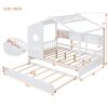Full Size House Bed With Trundle, Modern Design For Kids With Storage Shlef - White - Image 16