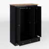 Modern 3 Doors Armoire Wardrobe Closet With 2 Drawers, Tall Wardrobe Cabinet With Hanging Rail And Shelve For Bedroom - Natural / Black - Image 6