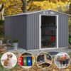 Outdoor Storage Shed 8 2 Ft Large Metal Tool Sheds Heavy Duty Storage House With Sliding Doors And Air Vent For Backyard Patio Lawn To Store Bikes Tools Lawnmowers - Gray - Image 2