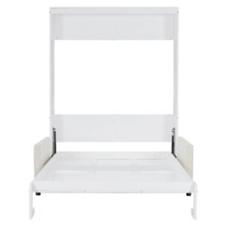 Full Size Murphy Wall Bed With Cushion - White