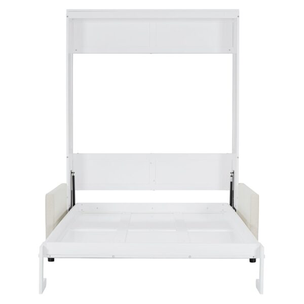 Full Size Murphy Wall Bed With Cushion - White