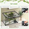 Pawhut - 14 Gallon Reptile Glass Terrarium Tank With Decor Kit Breeding Box Full View With Visually Appealing Sliding Screen Top For Lizards Frogs Snakes Spiders - Black - Image 2