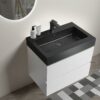 Alice - 24" Bathroom Vanity With Sink, Large Storage Wall Mounted Floating Bathroom Vanity For Modern Bathroom, One-Piece Black Sink Basin Without Drain And Faucet - White / Black - Image 3