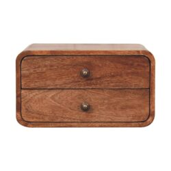 2 Drawer Floating Bedside Table - Caramel