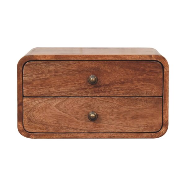 2 Drawer Floating Bedside Table - Caramel