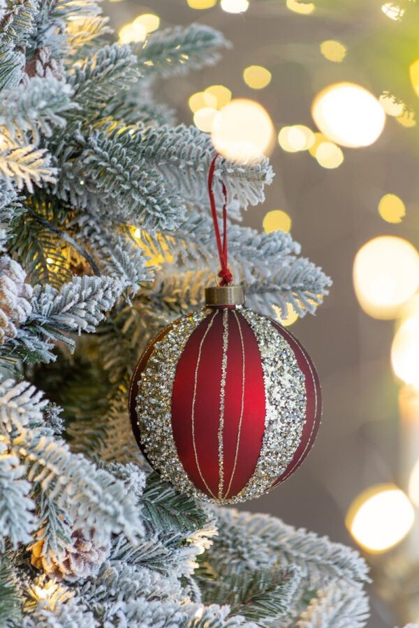 Christmas Ball Ornaments, Glass Decorative Hanging Ball Christmas Tree Ornaments, For Holiday Decorations (Set of 4) - Red