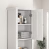Wooden Bathroom Floor Storage Cabinet With 2 Doors And 6 Shelves - White - Image 7