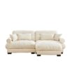 Modern Oversized 2 Seater Sofa With Ottoman And Bolster Armrests - Cream - Image 7