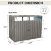Garbage Bin Shed Stores 2 Trash Cans Metal Outdoor Bin Shed For Garbage Storage, Stainless Galvanized Steel, Bin Shed For Garden Yard Lawn - Gray - Image 8