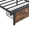 Modern Full Size Metal Platform Bed Frame With Wooden Headboard USB Charging Station Storage Drawers LED Lights - Black / Brown - Image 14