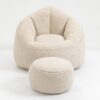 Bedding Bean Bag Sofa Chair High Pressure Foam Bean Bag Chair Adult Material With Padded Foam Padding Compressed Bean Bag With Footrest - Beige - Image 25