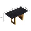 63" Artificial Stone Curved Golden Metal Leg Dining Table, 6 People - Black / Gold - Image 12