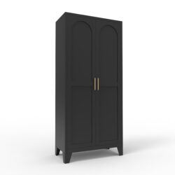 2 Shapely Doors Cabinet, Metal Storage Cabinet With Doors And Adjustable Shelves, For Bedroom, Living Room, Kitchen - Black