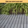 20 Piece Interlocking Deck Tiles Striped Pattern, Square Acacia Hardwood Outdoor Flooring For Patio, Bancony, Pool Side - Light Gray - Image 32