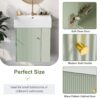 Modern Floating Bathroom Vanity With Ceramic Basin, Perfect For Small Bathrooms, Right Side Storage - Green - Image 4