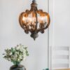 Farmhouse Chandelier, 6 Light Wood Chandelier Pendant Light Fixture With Adjustable Chain For Dining Room Living Room Entryway, Bulb Not Included - Gray - Image 5