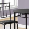 3 Pieces Dining Table Set, Small, Round, Contemporary & Modern - Black - Image 2