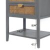 2 Drawer Side Table - Natural Rattan - End Table - Suitable For Bedroom, Living Room, Or Study - Gray - Image 6