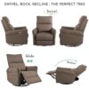 29.92" 270 Power Swivel Rocker Recliner Chair, Electric Glider Reclining Sofa With USB Ports, Power Swivel Glider, Rocking Chair Nursery Recliners For Living Room Bedroom - Brown - Image 6