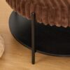 Upholstered Round Ottoman Coffee Table Foot Rest With Metal Legs - Brown - Image 11