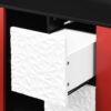 Sideboard Buffet Cabinet With Doors And Unique Panel Styling - Black / Red - Image 20