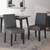 Contemporary Fabric Dining Chair With Upholstered Seating And Tapered Legs - Charcoal - Image 2