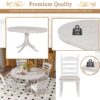 5 Piece Retro Functional Dining Table Set With Extendable Round Table And Upholstered Chairs - Antique White - Image 9