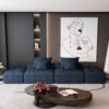 Modern Oversized Modular Sectional Sofa With 2 Ottoman And 2 Seat, Sparkling Chenille Fabric Soft Cushion Sofa With 4 Pillows, 4 Pieces Diy Combination Tufted Sofa, No Assembly Required - Blue - Image 7