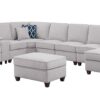 Eric - 9 Piece Upholstered Sectional With Ottoman - Light Gray - Image 2