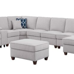 Eric - 9 Piece Upholstered Sectional With Ottoman - Light Gray