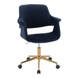 Vintage Flair - Mid-Century Modern Office Chair - Gold / Blue