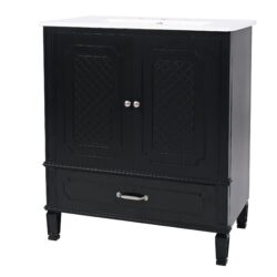 Vintage Style 30" Bathroom Vanity With Sink, Multi Functional Storage, Soft Closing Door - Black