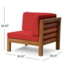 Oana - Contemporary 3 Piece Sofa Set Acacia Wood With Water Resistant Fabric Cushions - Red - Image 6