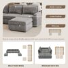 Chenille Modular Sectional Sofa, U Shaped Reversible Couch, Free Combination, 6 Seat Sleeper Sofa Bed With Ottoman, Convertible Oversized Indoor Furniture - Gray - Image 19