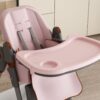Adjustable Baby High Chair 0 - 6 Years, Portable Infant Feeding Seat With Safety Belt, Silent Lockable Wheels - Pink - Image 4