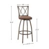 3 Piece Bar Steels Kitchen Dining Room Table Set Retro Bar Chair For Dining Room - Antique Brown - Image 3