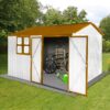 10'x8' Garden Sheds Outdoor Storage Sheds With Window - White / Yellow - Image 3