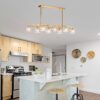Crystal Chandelier For Dining Room, 8 Light Kitchen Chandelier Light Fixture Modern Metal Industrial Chandeliers For Farmhouse Entryway Living Room (8*G9 Bulbs Included) - Matte Gold - Image 3