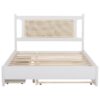 Queen Size Platform Bed With 2 Big Drawers Twin Size Trundle - White - Image 4