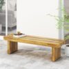 Nahanni - Rustic Acacia Wood Bench With Slat Design - Natural - Image 5