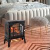 18 Inch 3D Flame Electric Infrared Quartz Fireplace Stove With Remote Control - Black - Image 3