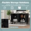 Modern TV Stand, Entertainment Center Media Console With 2 Spacious Storage Space, Solid Wood Legs And Anti-Tip Device For Living Room, Up To 43" - Black - Image 7