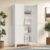 2 Shapely Doors Cabinet Metal Storage Cabinet With Doors And Adjustable Shelves For Bedroom Living Room - White - Image 4