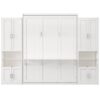 Full Size Murphy Bed With 2 Side Cabinet Storage Shelves, Cabinet Bed Folding Wall Bed With Desk Combo Perfect For Guest Room, Study, Office - White - Image 24