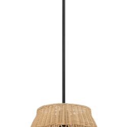 Essence - Single Lights Pendant With Shade - Black / Rattan